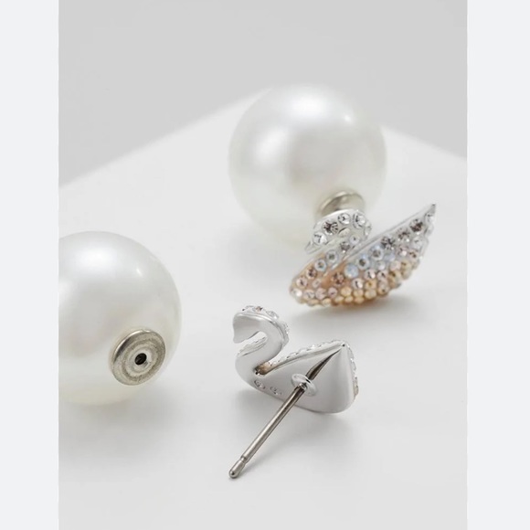 Authentic SWAROVSKI Iconic Ombre Rose Crystal Swan Earrings #5215037 - Picture 3 of 7